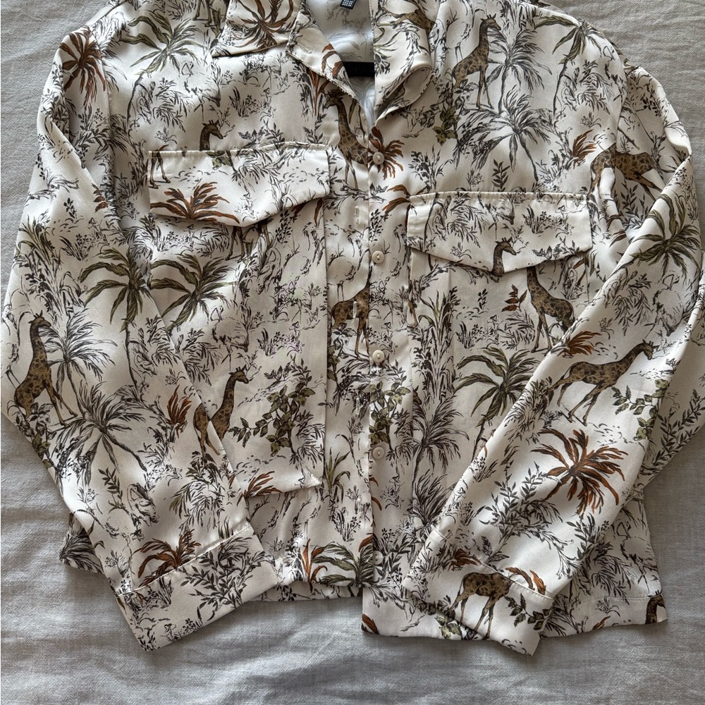 Safari Print Button-Up Shirt